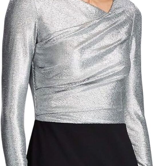 Lauren Ralph Lauren Black & Silver Metallic Bodice Gown Women’s Size 10 - Picture 4 of 14